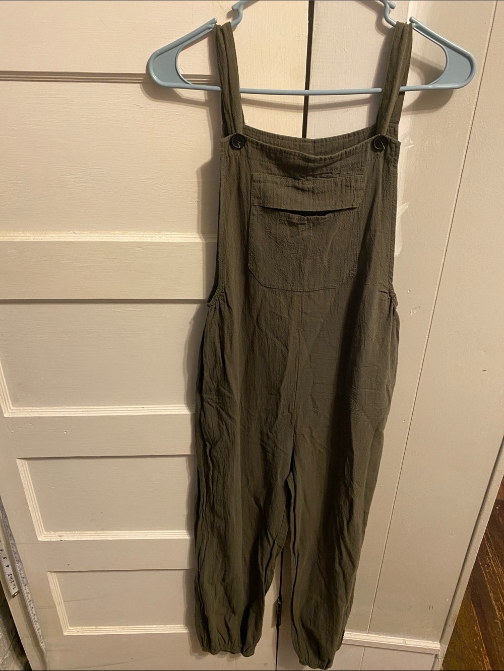 Olive Green Women's Cotton Blend Overalls